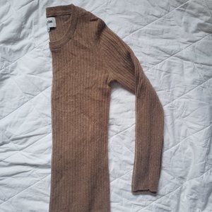Frank and Oak Ribbed wool blend scoop neck shirt
